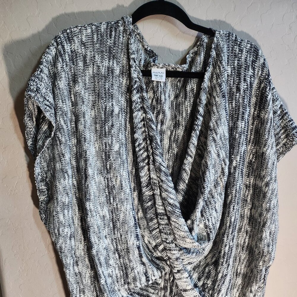Anna & Ava Women's Black Faux Wrap Cotton Sweater One Size